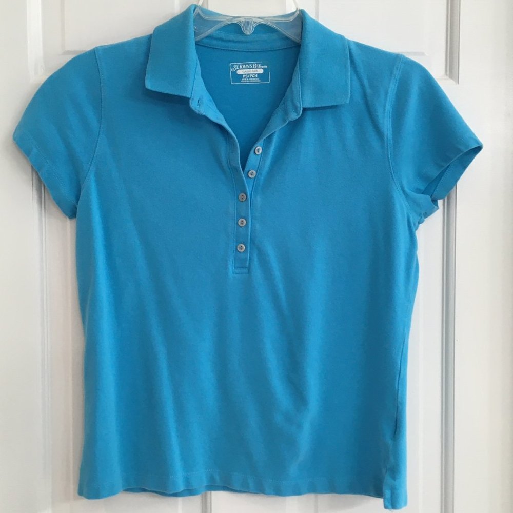 St John's Bay Turquoise Polo Style Top size PS GUC